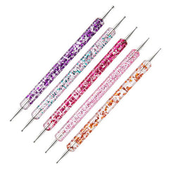 Set di 5 penne per nail art con perline di cristallo e strass - Strumenti per manicure a doppia estremità per un design di precisione delle unghie