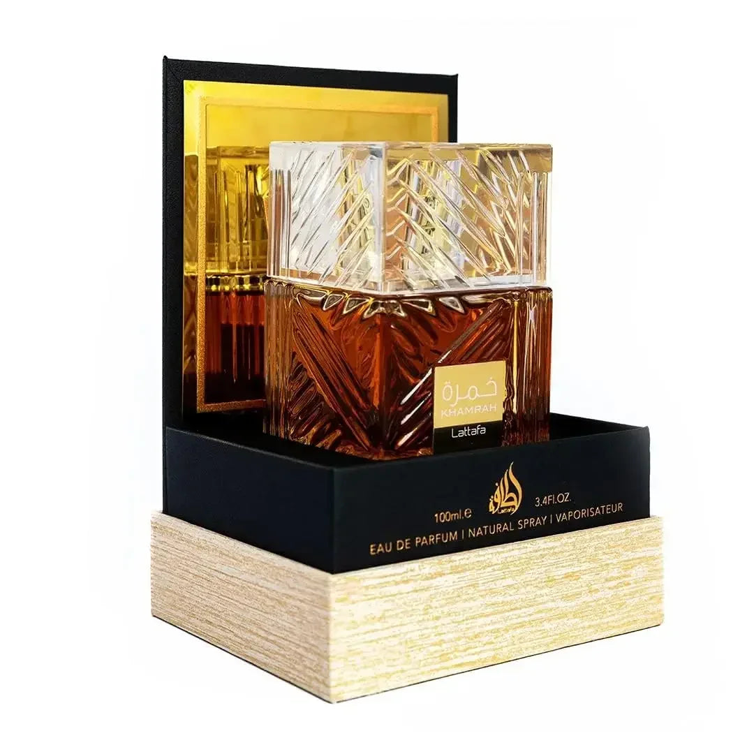 Profumo originale Khamra 100 ml per uomo - Fragranza araba lussuosa e di lunga durata con un profumo legnoso e vanigliato