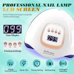 Lampada UV LED per unghie da 380 W - 81 perle, 4 timer, sensore intelligente, per asciugare rapidamente le unghie in gel a casa o in salone