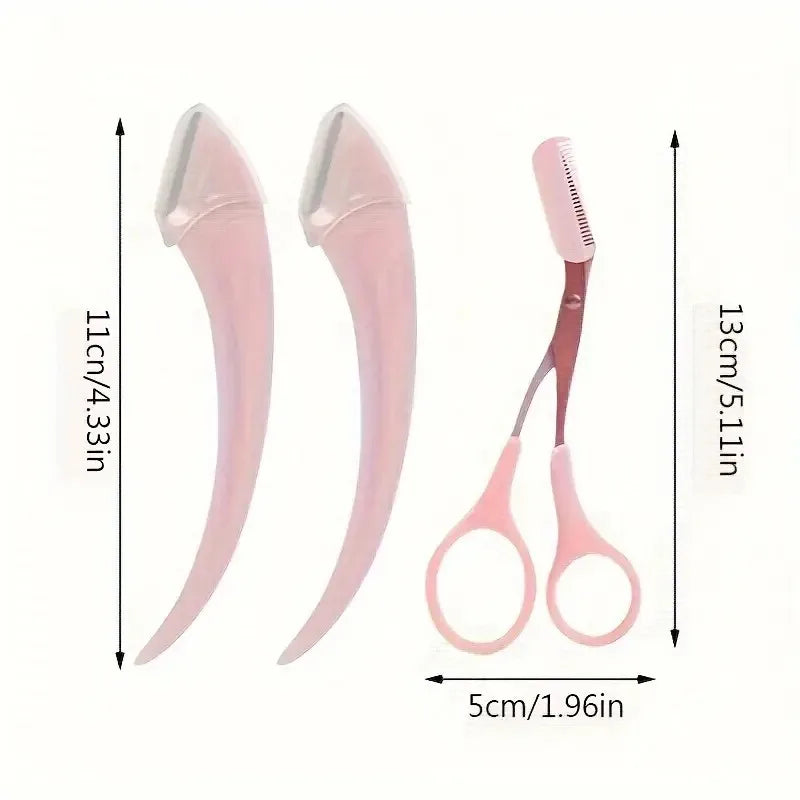 Kit per rifinire le sopracciglia: rasoio curvo, forbici per sopracciglia con pettine, strumenti di bellezza facili e convenienti per principianti