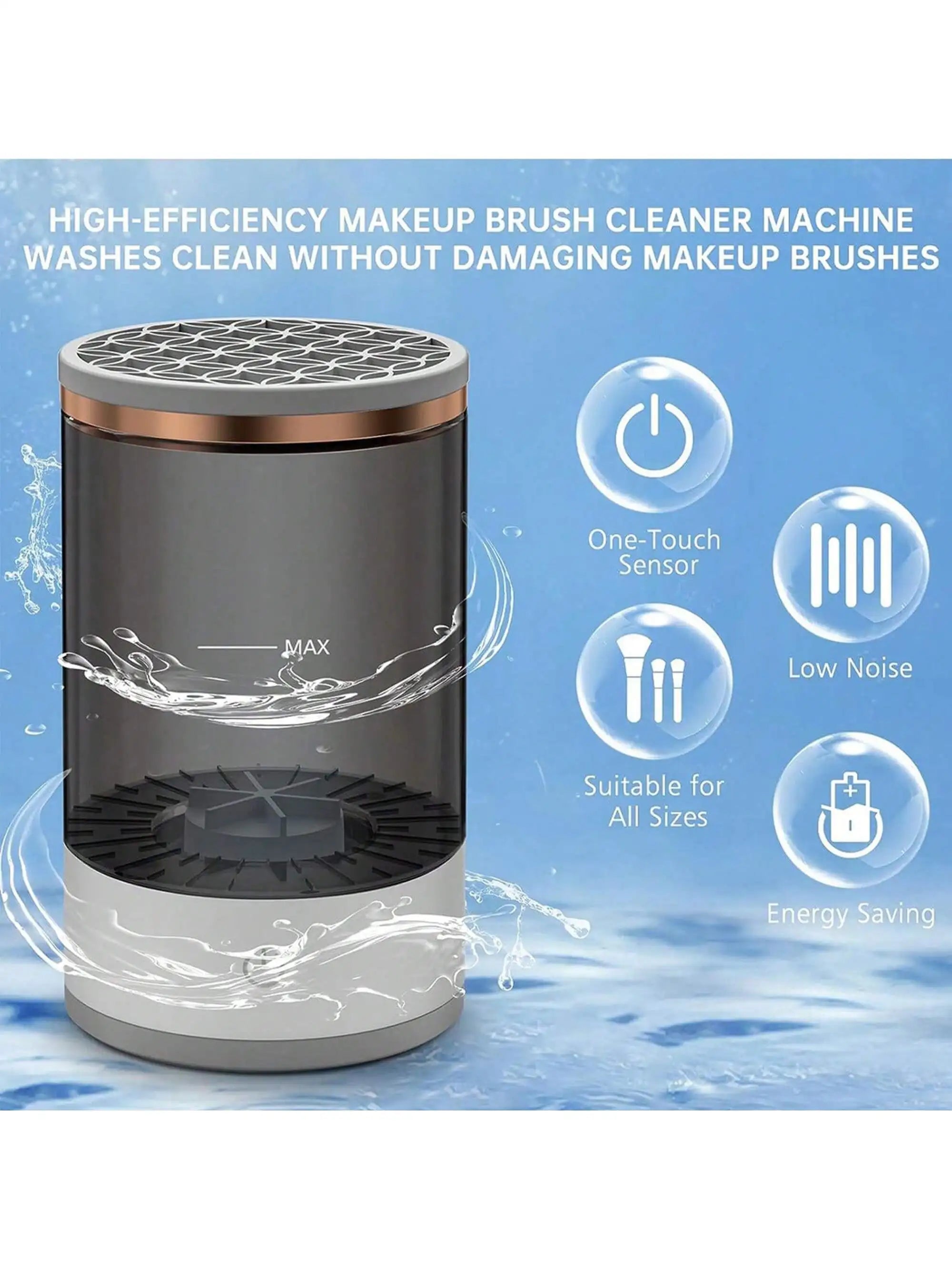 Pulitore elettrico per pennelli da trucco - Pulitore automatico per tutti i tipi di pennelli cosmetici con asciugatura rapida ed efficace