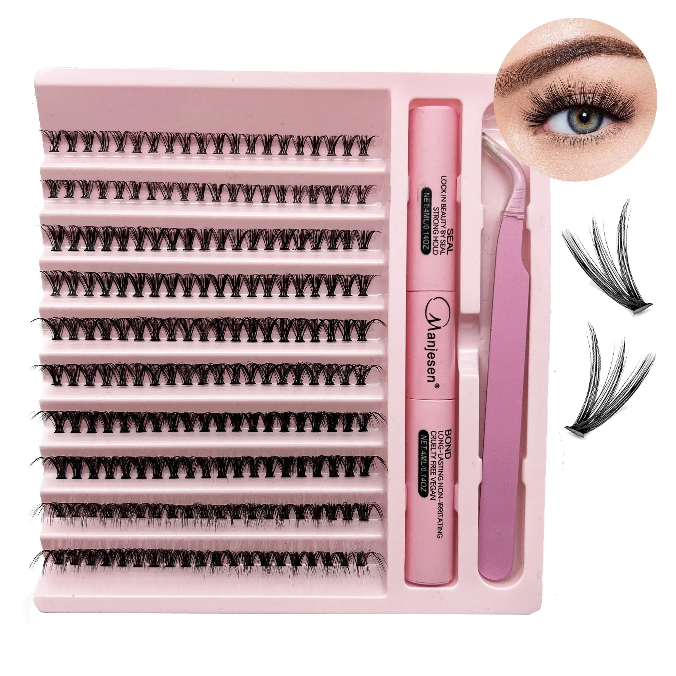 Kit fai da te per extension ciglia - 200 ciglia finte con applicatore di colla, strumenti per il trucco per l'applicazione delle ciglia
