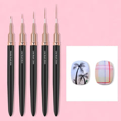 Pennello per nail liner nero - Misure 8/12/20/25 mm, strumento per disegnare linee lunghe e dettagli fini, pennello professionale per manicure