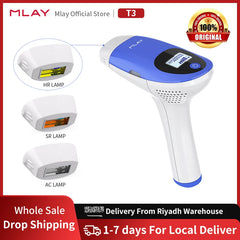 جهاز إزالة الشعر بالليزر Mlay T3، جهاز إزالة الشعر بالليزر IPL مزود بـ 500000 طلقة ورؤوس مصابيح قابلة للاستبدال للجسم والوجه والبكيني للاستخدام المنزلي