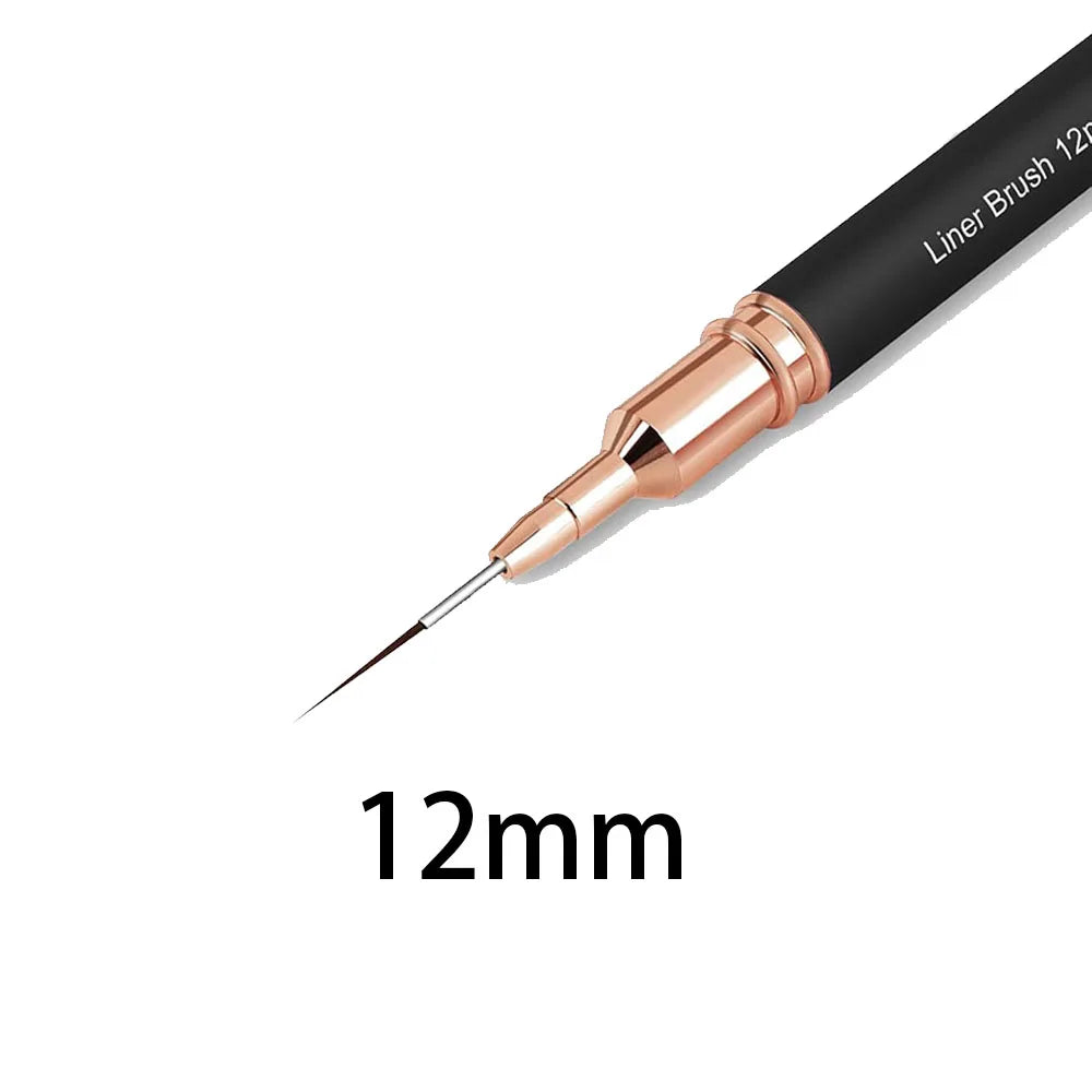 Pennello per nail liner nero - Misure 8/12/20/25 mm, strumento per disegnare linee lunghe e dettagli fini, pennello professionale per manicure