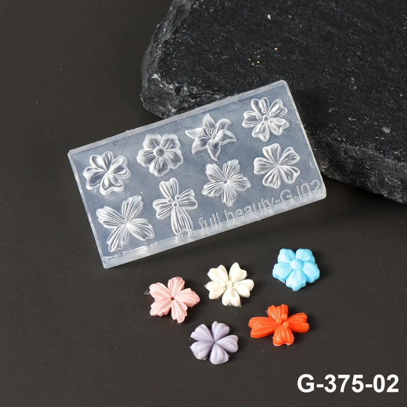 Stampo in silicone 3D per nail art - Design con fiori di ciliegio e giglio, strumenti fai da te per la scultura delle unghie per manicure professionale