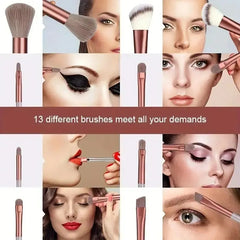 Set di pennelli per il trucco professionali morbidi e soffici: pennelli per fondotinta, pennello per ombretto, pennello Kabuki, spugnetta per il trucco con custodia.