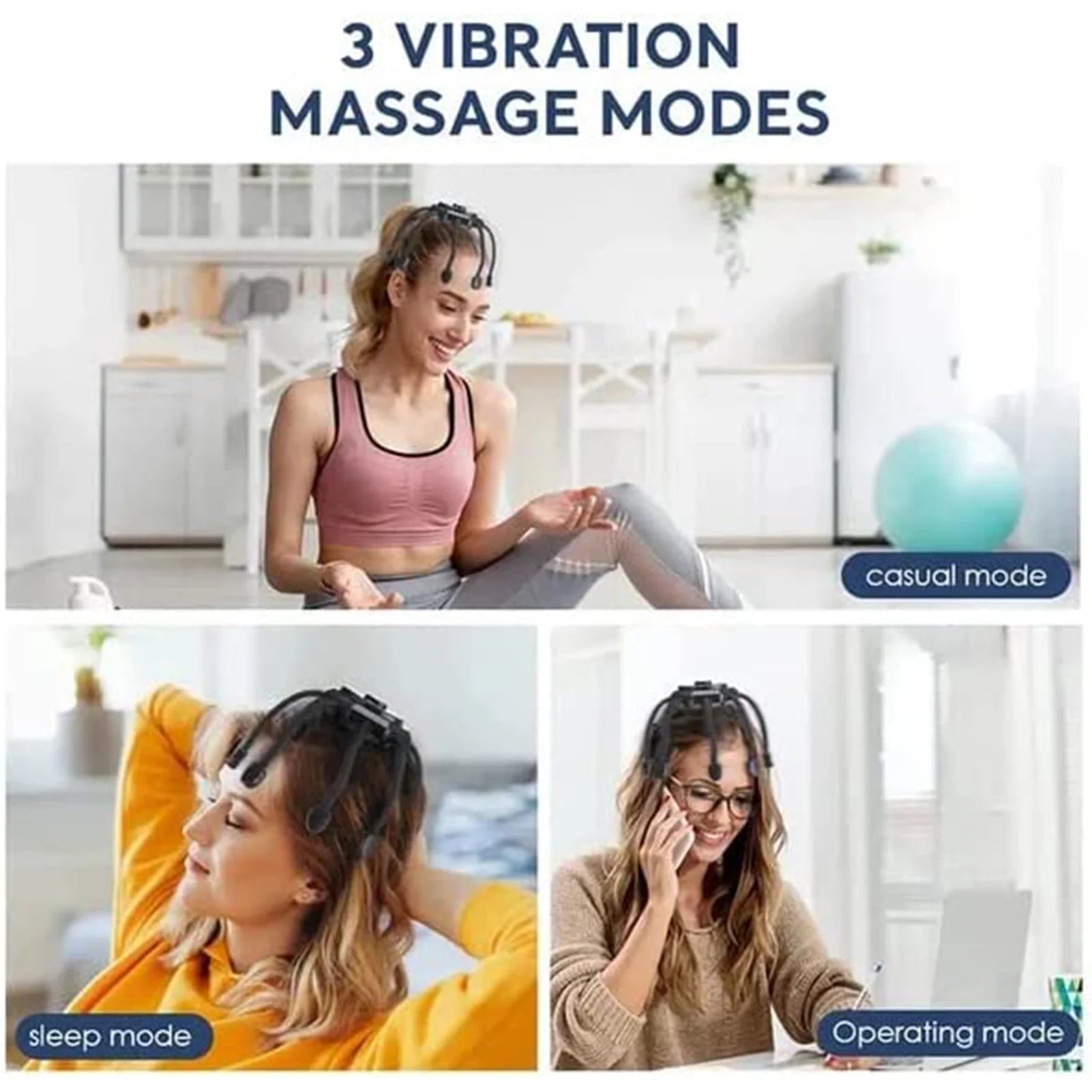Massaggiatore intelligente per il cuoio capelluto senza fili - 8 testine, 3 modalità, per alleviare lo stress e migliorare il sonno, ideale per l'uso quotidiano e in viaggio