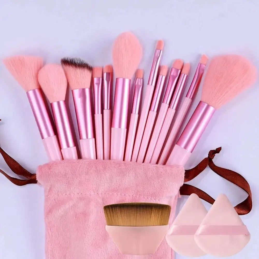 Set di pennelli per il trucco professionali morbidi e soffici: pennelli per fondotinta, pennello per ombretto, pennello Kabuki, spugnetta per il trucco con custodia.
