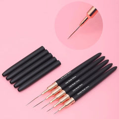 Pennello per nail liner nero - Misure 8/12/20/25 mm, strumento per disegnare linee lunghe e dettagli fini, pennello professionale per manicure