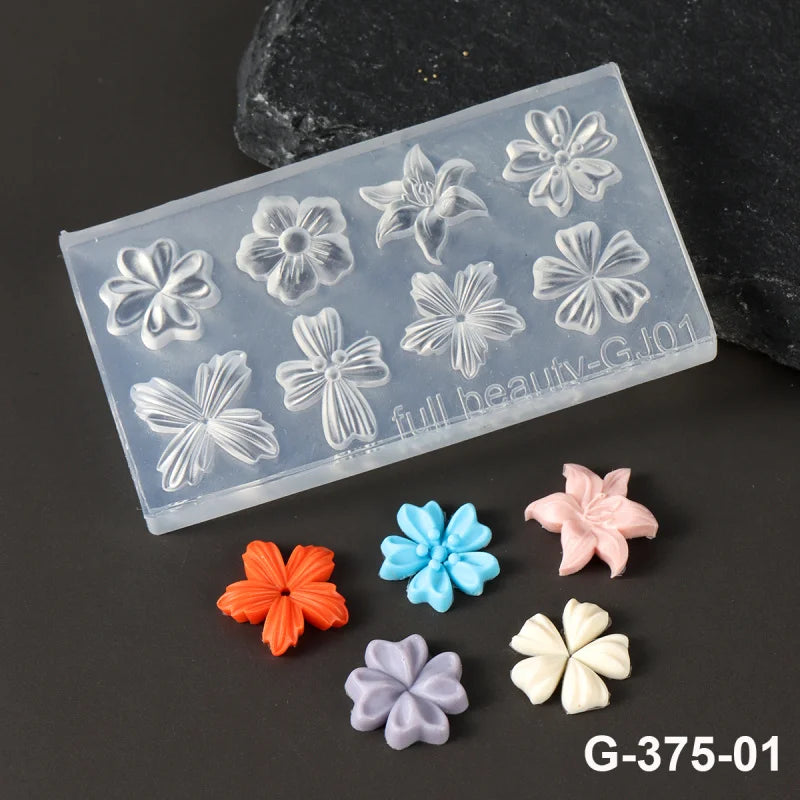 Stampo in silicone 3D per nail art - Design con fiori di ciliegio e giglio, strumenti fai da te per la scultura delle unghie per manicure professionale