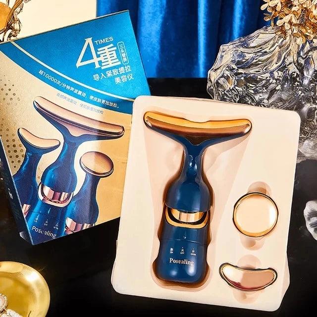 جهاز شد الوجه 3 في 1، جهاز تدليك الوجه والرقبة والعين، جهاز تنحيف الوجه، جهاز EMS Beauty لشد البشرة، جهاز تدليك الوجه المضاد للتجاعيد والشيخوخة