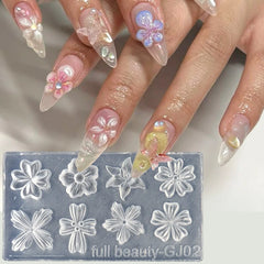 Stampo in silicone 3D per nail art - Design con fiori di ciliegio e giglio, strumenti fai da te per la scultura delle unghie per manicure professionale