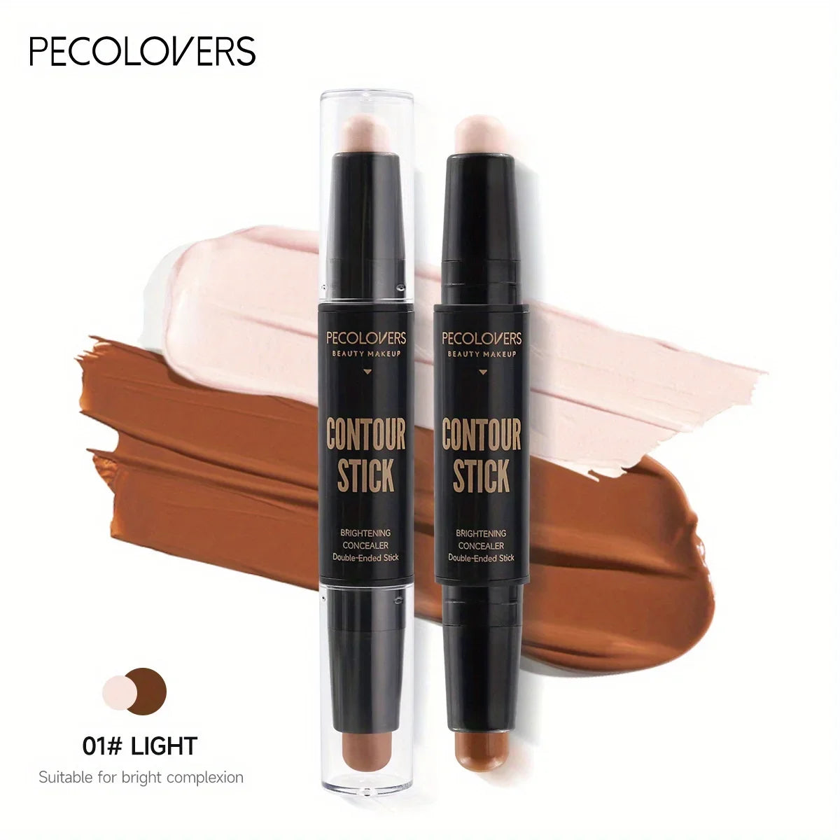 Stick illuminante per il viso a doppia estremità: fondotinta, contorno, illuminante, correttore, strumento per il trucco multiuso