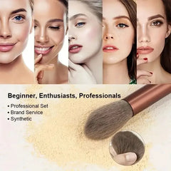 Set di pennelli per il trucco professionali morbidi e soffici: pennelli per fondotinta, pennello per ombretto, pennello Kabuki, spugnetta per il trucco con custodia.