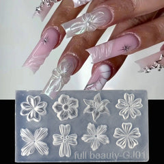 Stampo in silicone 3D per nail art - Design con fiori di ciliegio e giglio, strumenti fai da te per la scultura delle unghie per manicure professionale