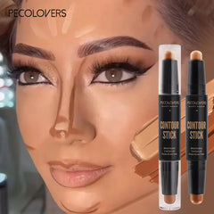 Stick illuminante per il viso a doppia estremità: fondotinta, contorno, illuminante, correttore, strumento per il trucco multiuso