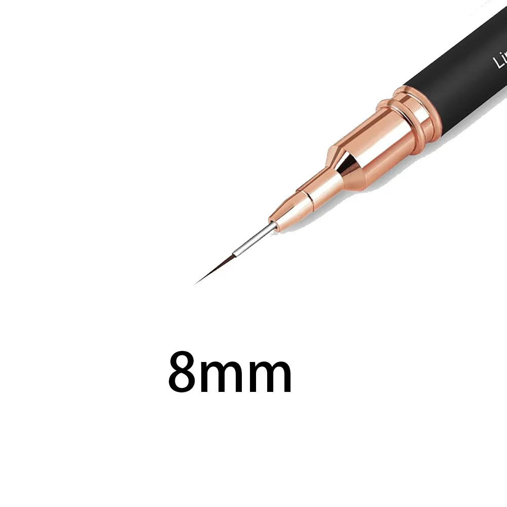Pennello per nail liner nero - Misure 8/12/20/25 mm, strumento per disegnare linee lunghe e dettagli fini, pennello professionale per manicure