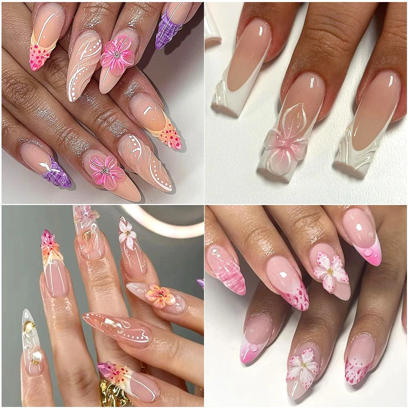 Stampo in silicone 3D per nail art - Design con fiori di ciliegio e giglio, strumenti fai da te per la scultura delle unghie per manicure professionale