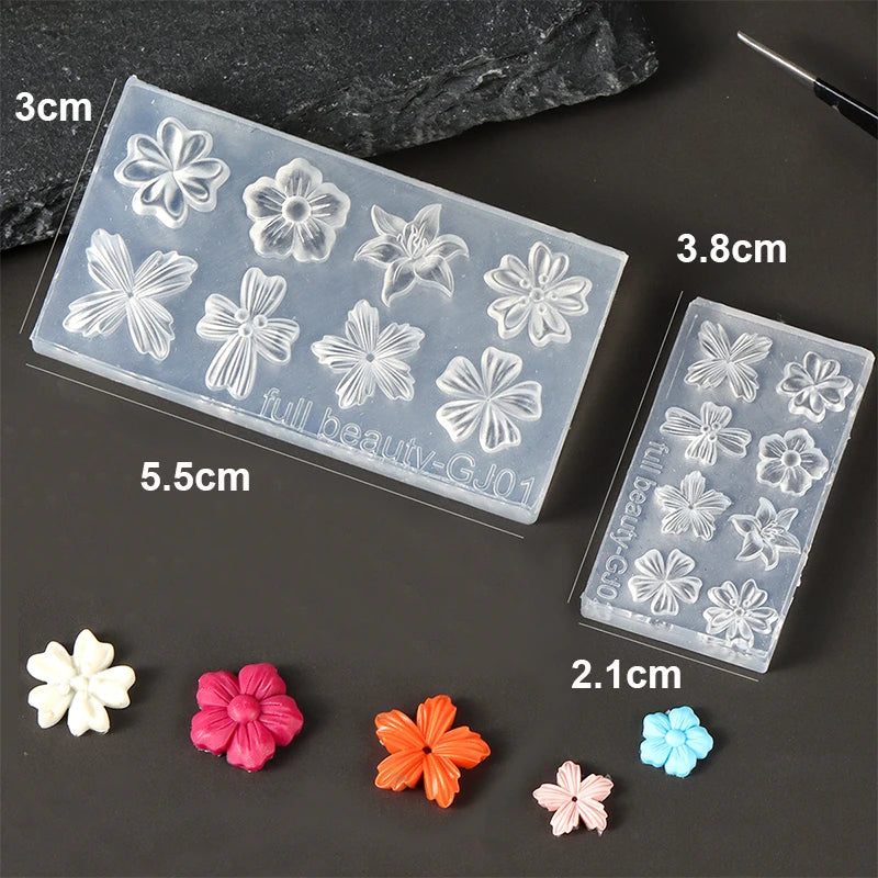 Stampo in silicone 3D per nail art - Design con fiori di ciliegio e giglio, strumenti fai da te per la scultura delle unghie per manicure professionale