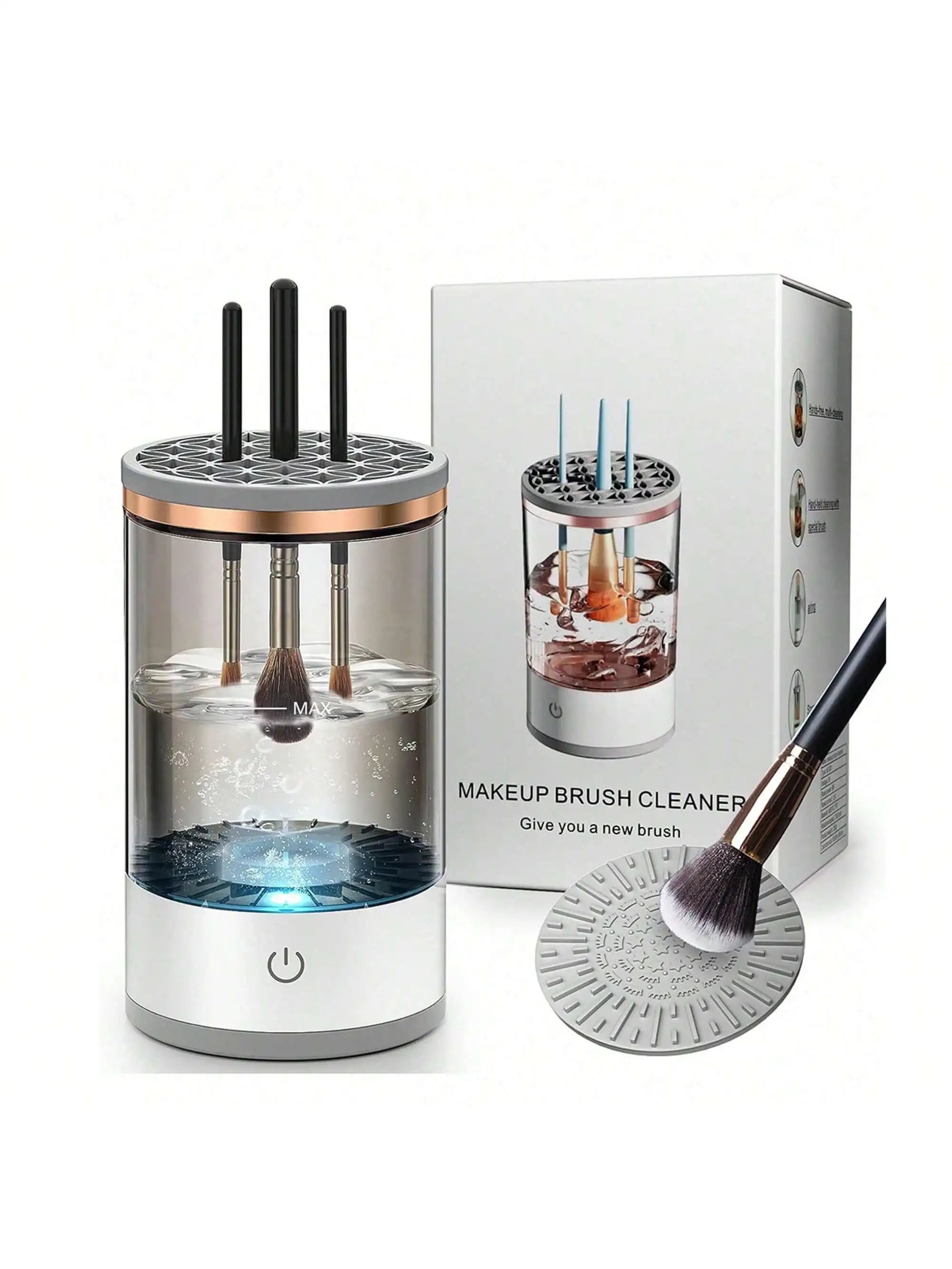 Pulitore elettrico per pennelli da trucco - Pulitore automatico per tutti i tipi di pennelli cosmetici con asciugatura rapida ed efficace