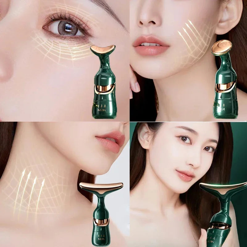 جهاز شد الوجه 3 في 1، جهاز تدليك الوجه والرقبة والعين، جهاز تنحيف الوجه، جهاز EMS Beauty لشد البشرة، جهاز تدليك الوجه المضاد للتجاعيد والشيخوخة