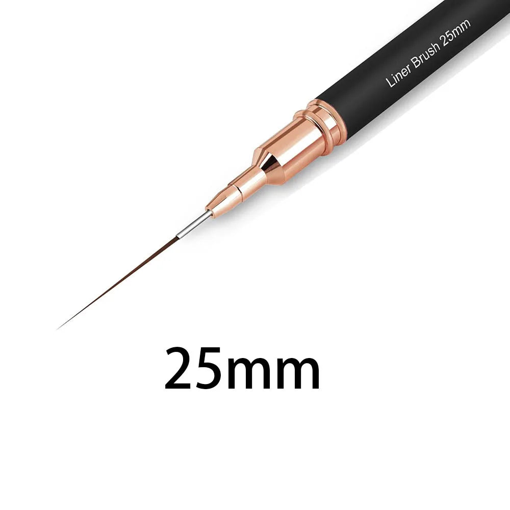 Pennello per nail liner nero - Misure 8/12/20/25 mm, strumento per disegnare linee lunghe e dettagli fini, pennello professionale per manicure