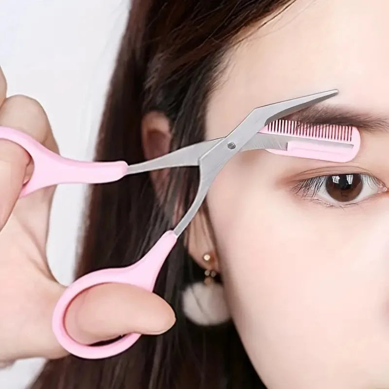 Kit per rifinire le sopracciglia: rasoio curvo, forbici per sopracciglia con pettine, strumenti di bellezza facili e convenienti per principianti