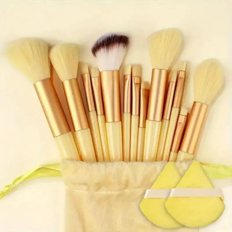 Set di pennelli per il trucco professionali morbidi e soffici: pennelli per fondotinta, pennello per ombretto, pennello Kabuki, spugnetta per il trucco con custodia.