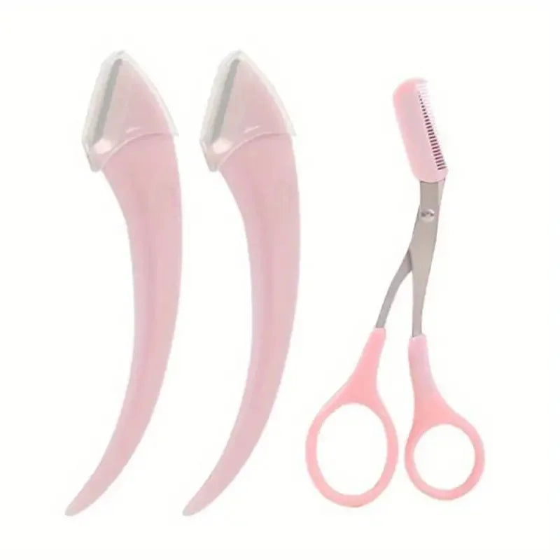 Kit per rifinire le sopracciglia: rasoio curvo, forbici per sopracciglia con pettine, strumenti di bellezza facili e convenienti per principianti
