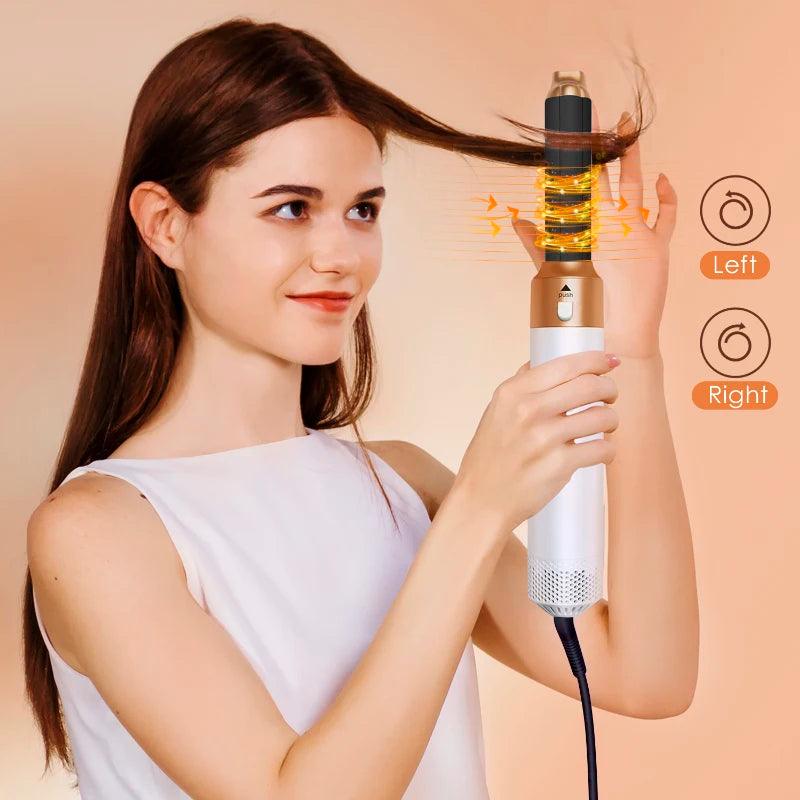 Styler per capelli 5 in 1 a basso rumore | Arricciatura e stiratura professionale dei capelli | Spazzola ad aria calda da 1000 W
